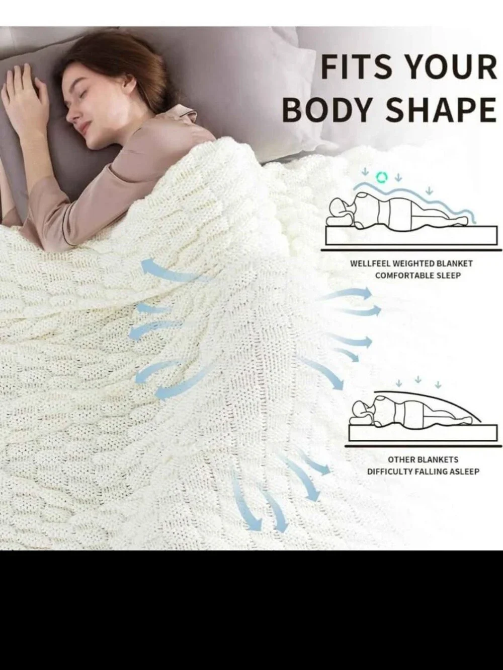 Knitted Weighted Blanket for Adult, No Beads Heavy Blanket 48” x 72''